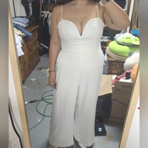 BCBG White Plunge Jumpsuit